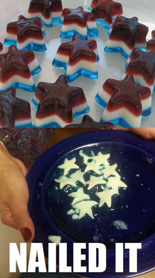 pinterest fail Red White Blue Jello Shot Stars fourth of july