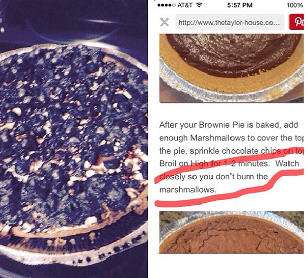 Pinterest Fail Brownie S'mores Pie result