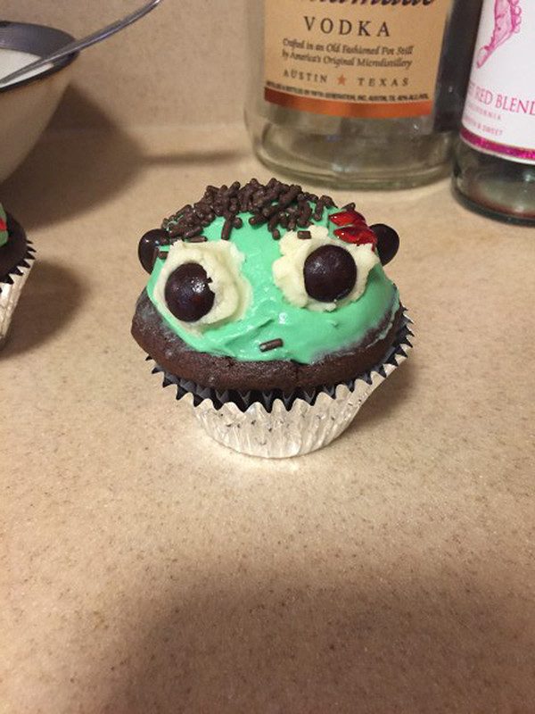 Pinterest Fail Frankenstein's Monster Cupcake result